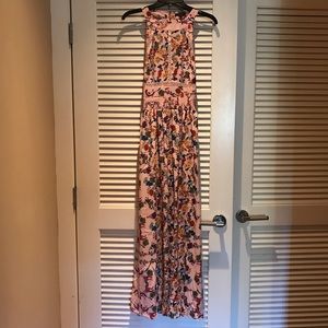 Halter Floral Backless Slit Front Boho Maxi Dress